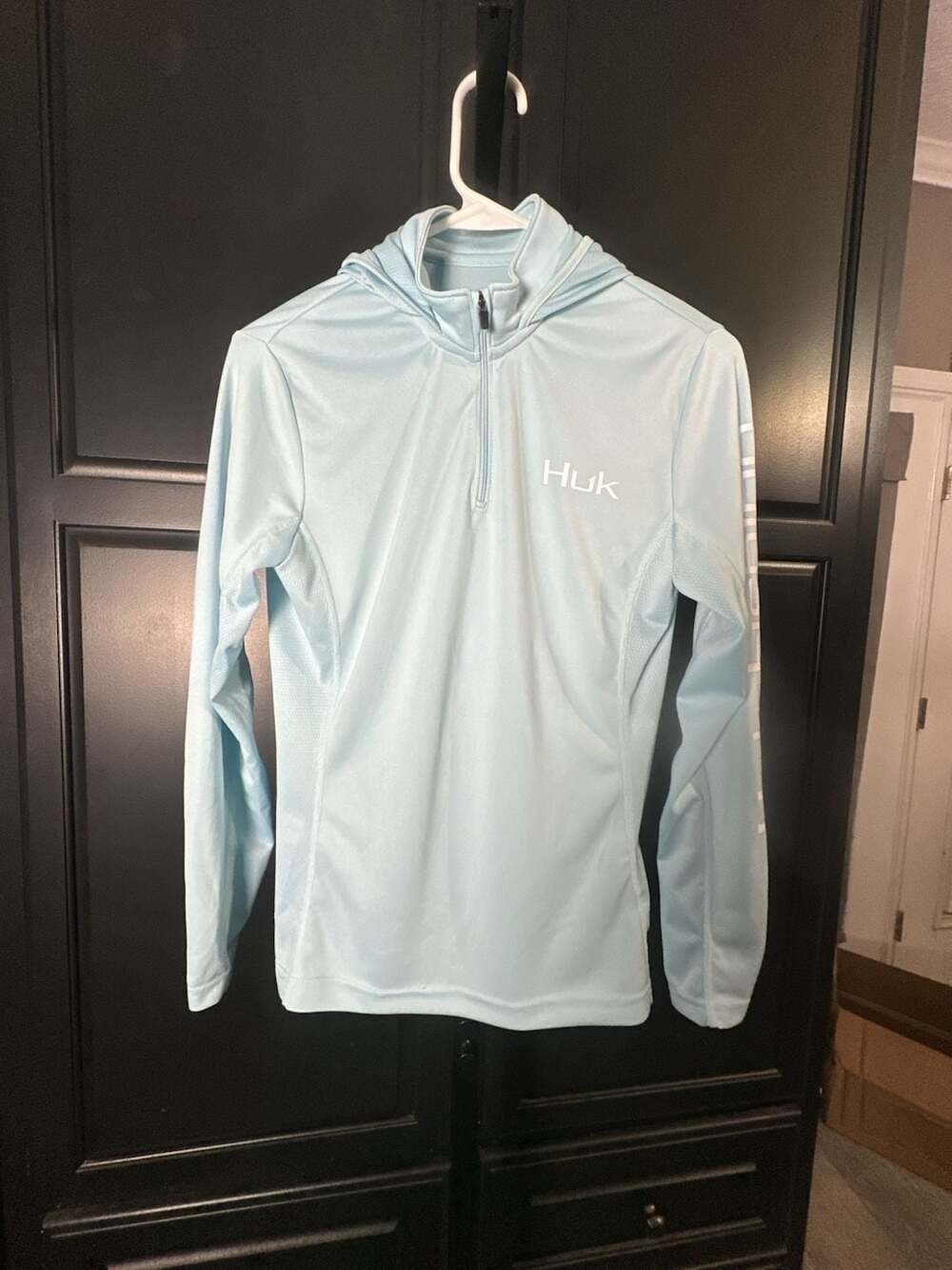 Huk Women's Icon X Performance Hoodie Long Sleeve Carolina Blue Size S#1052